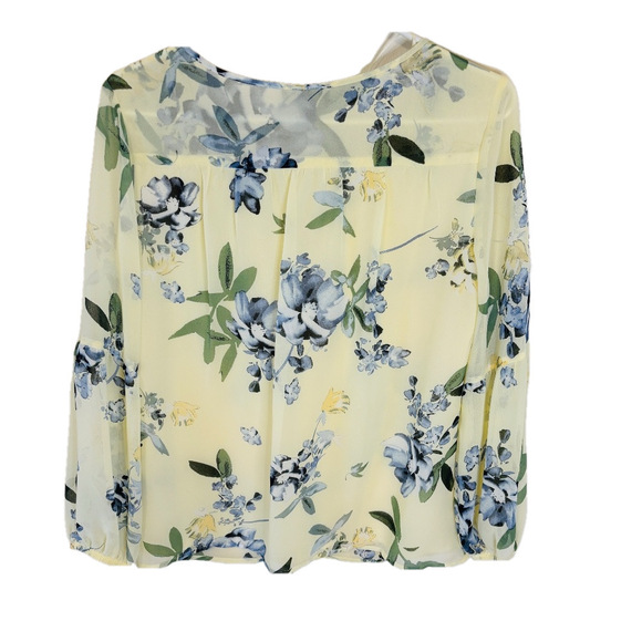 Le Chateau Yellow Floral Spring Time Blouse Sz Small - Picture 3 of 7